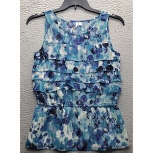 LC Lauren Conrad Tank Top‎ Womens Small Multi Tie Dye Lined Ruffle Wide Strap